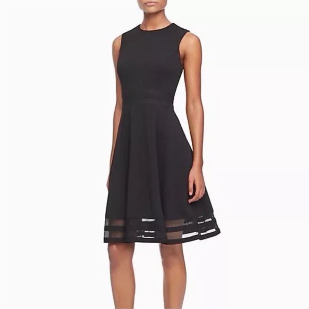Calvin Klein Black Fit and Flare Midi Dress